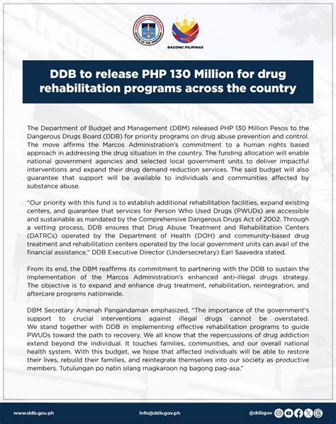 DDB backs programs for effective rehabilitation of people who use .